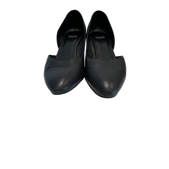 Eileen Fisher Lily Half D'Orsay Leather Black Pumps Women's Size 7.5 - Picture 5 of 13